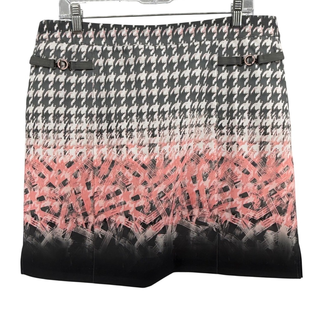 EP‎ PRO Houndstooth Pink Brushstroke Pleated Golf Skirt Skort Womens L G